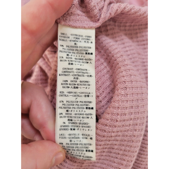 FREE PEOPLE Sz S Sweetest Thing Lace Sleeve Thermal Top - Picture 10 of 12